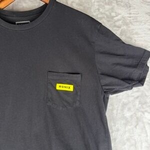 Ronix Wake Mens XL Black Pocket T-Shirt Short Sleeve Neon Yellow Logo Patch